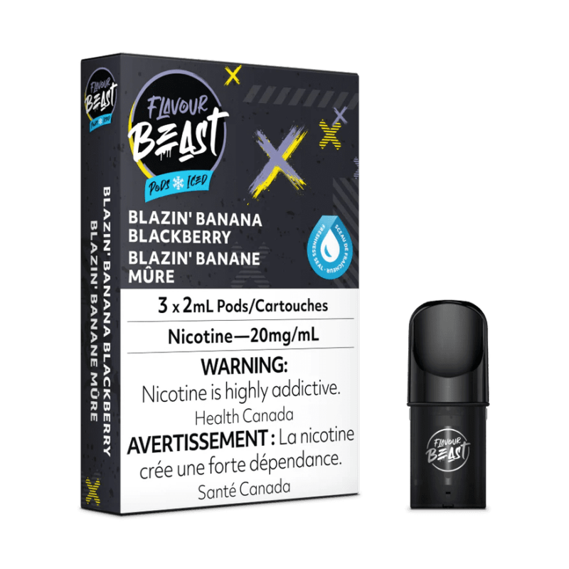 FLAVOUR BEAST PODS - BLAZIN BANANA BLACKBERRY ICED (3X2ML/20MG)